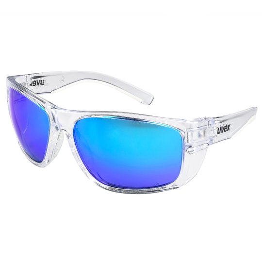 uvex aquarius - clear frame / blue mirror lens - stylish safety glasses
