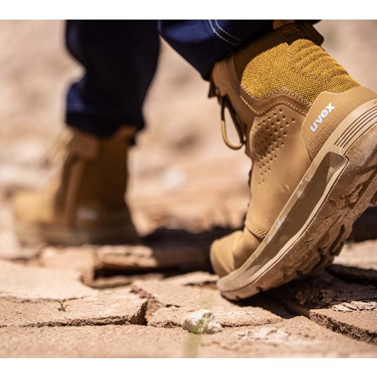 Work Boots | uvex 3 x-flow zip side work boot tan (wheat) 