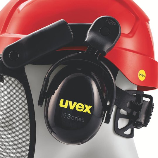 Hełmy ochronne | Zestaw do prac leśnych uvex Mips® czerwony