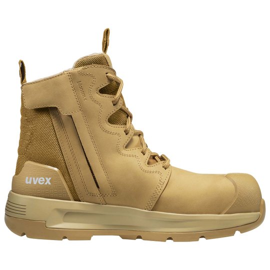 Work Boots | uvex 3 x-flow zip side work boot tan (wheat) 