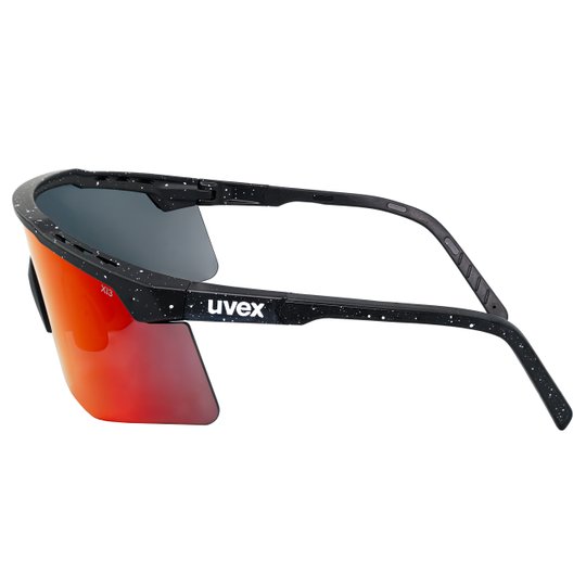 Safety Glasses | uvex apex safety glasses – Black, White Splatter / Red Mirror Lens